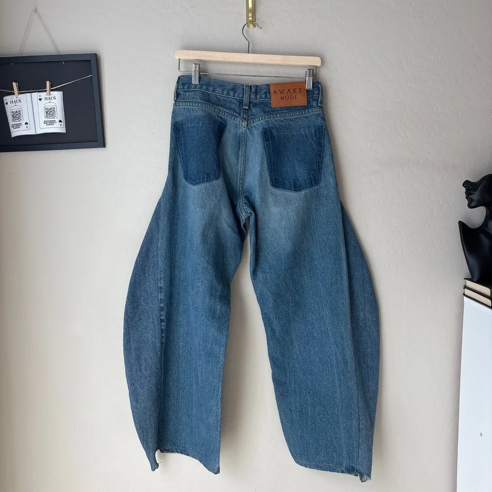 A.W.A.K.E. MODE Barrel Jeans Denim Blue Jeans Cotton Size 36 US 2 - Picture 7 of 10